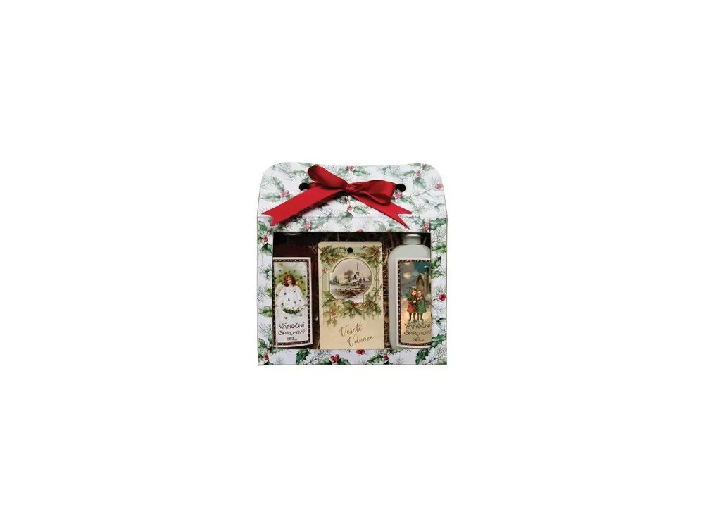 Výprodej Bohemia Gifts Vánoční dárkový set sprchové gely 2× 100 ml + vonná kartička jablko a skořice