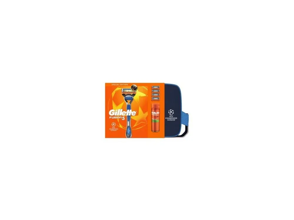 Dárková sada Gillette Fusion, strojek, 4 náhradní hlavice, holicí gel 200 ml Nejlepší Cena