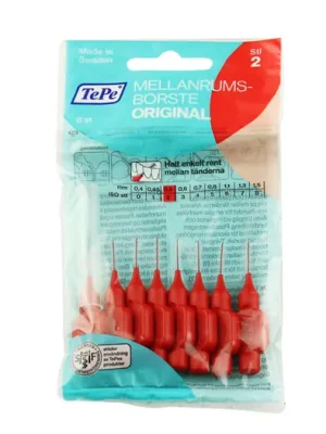 Finální Výprodej TePe Original mezizubní kartáčky 2 červené (0,5 mm) 8 ks