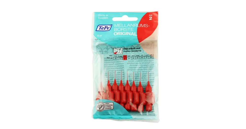Finální Výprodej TePe Original mezizubní kartáčky 2 červené (0,5 mm) 8 ks