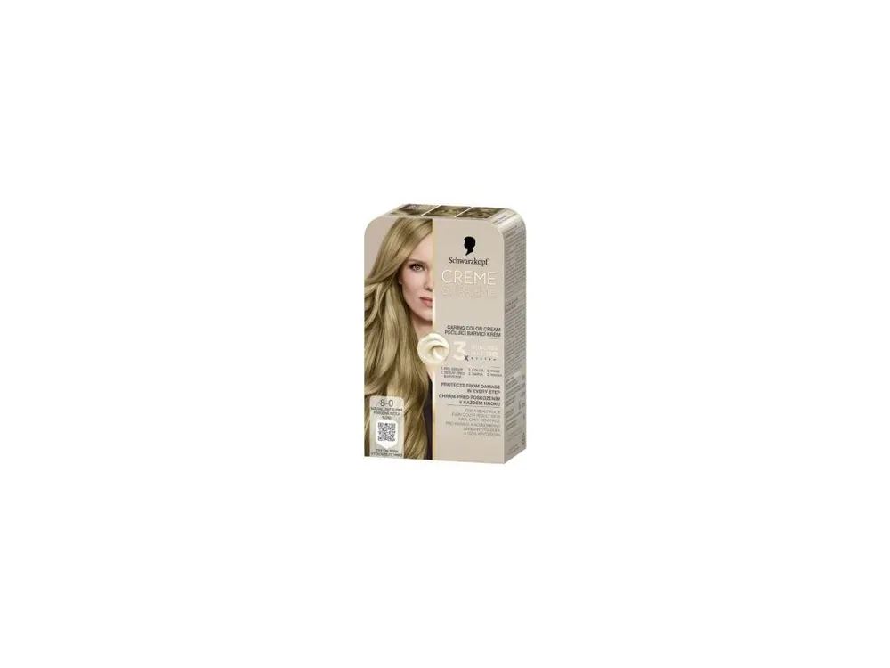 Schwarzkopf Creme Supreme barva na vlasy 8-0 přirozená světlá blond 60 ml Bezpečná Platba
