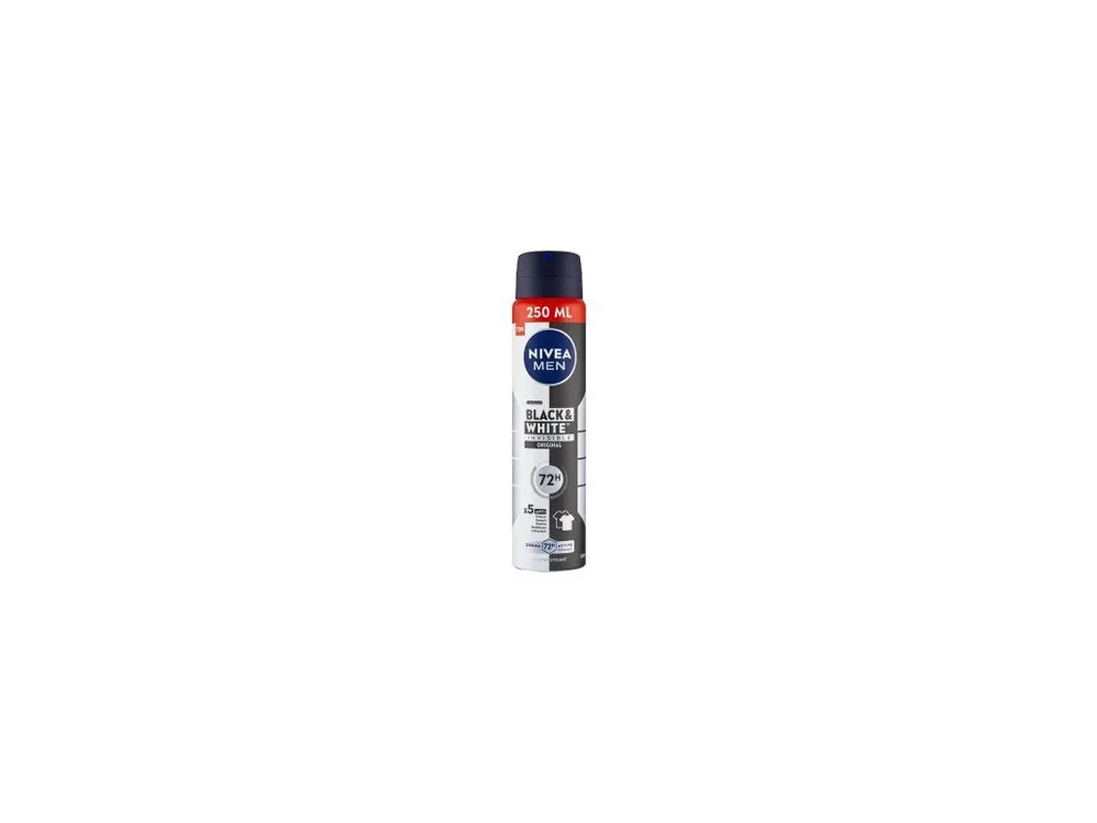 Akční Nabídka Nivea Men Black & White Invisible Original antiperspirant ve spreji, 250 ml