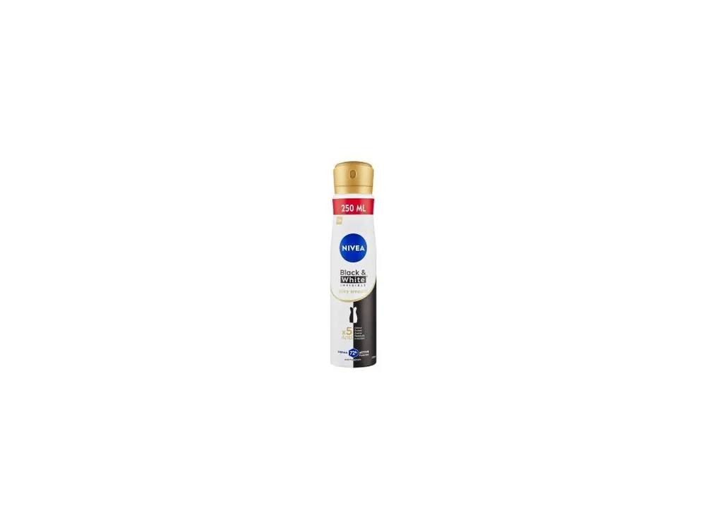 Nízká Cena Nivea Black & White Invisible Silky Smooth antiperspirant ve spreji, 250 ml
