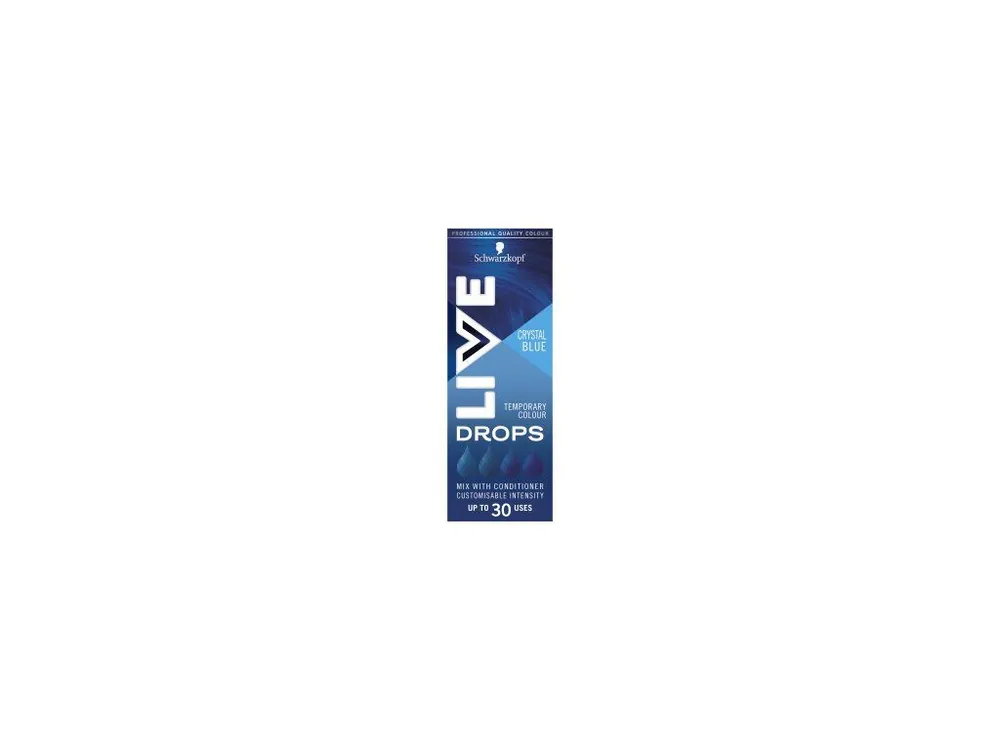 Autentický Schwarzkopf Live Drops Křišťálově modrá barvicí kapky na vlasy, 30 ml
