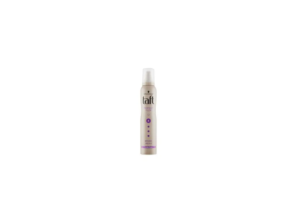 Levný Taft Perfect Flex, pěnové tužidlo na vlasy utra silně tužící, síla fixace 4, 200 ml