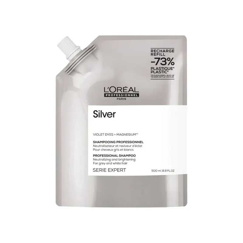 L'ORÉAL Professionnel Serie Expert Silver Neutralizační šampon pro šedé a bílé vlasy - náhradní náplň 500 ml Výprodej