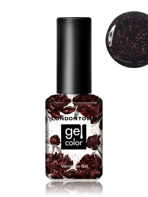 Značkový LONDONTOWN Gel Color Around the Fireplace gelový lak na nehty hnědá s měděnými třpytkami 12 ml