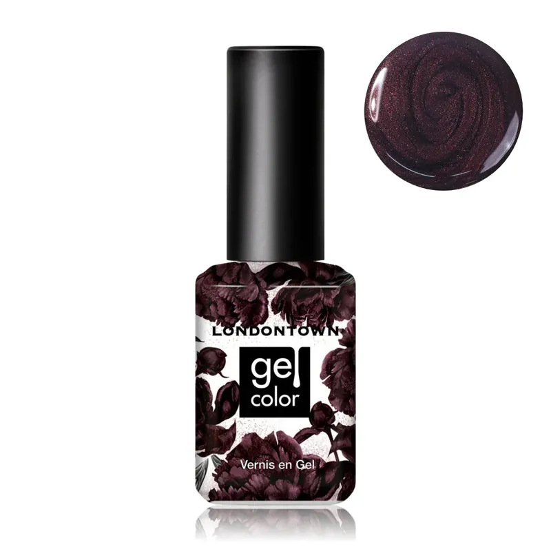 Originální LONDONTOWN Gel Color Spilled Wine gelový lak na nehty vínová s třpytkami 12 ml