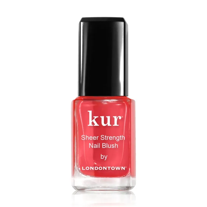 Výhodná Nabídka LONDONTOWN kur Sheer Strength Nail Blush Poppy zpevňující lak na nehty průhledná šarlatová 12 ml