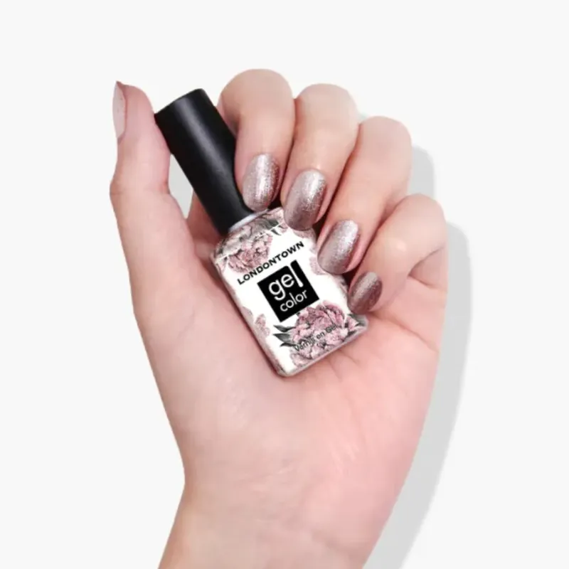 Objednat Nyní LONDONTOWN Gel Color Kissed By Rose Gold gelový lak na nehty zlatorůžové třpytky 12 ml