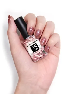 LONDONTOWN Gel Color Rosé All Day gelový lak na nehty růžovozlaté třpytky 12 ml Bezpečná Platba