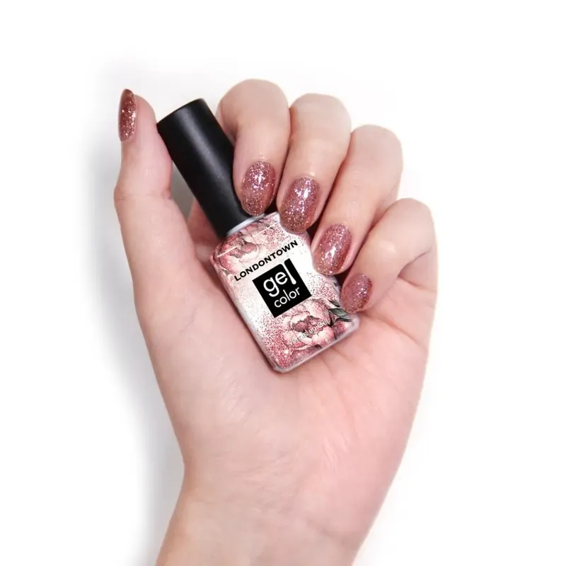 LONDONTOWN Gel Color Rosé All Day gelový lak na nehty růžovozlaté třpytky 12 ml Bezpečná Platba