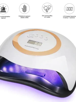 UV LED profi lampa pro gelové nehty 42 UV LED 168W zlatá Omezená Nabídka