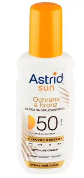 Astrid Sun Ochrana a Bronz mléko na opalování sprej SPF50 150ml Cenový Hit