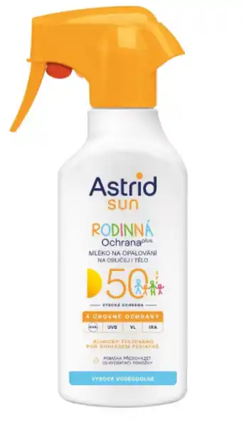 Koupit Online Astrid Sun rodinné voděodolné mléko na opalování SPF50 270ml
