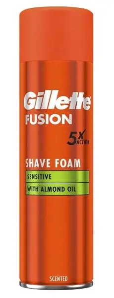 Gillette Fusion Sensitive s mandlovým olejem pěna na holení 250 ml Dokud Zásoby Vydrží