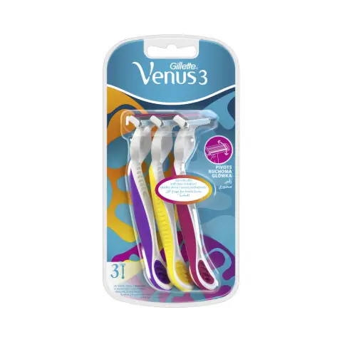 Časově Omezené Gillette Venus 3 Multicolor dámská jednorázová holítka 3ks