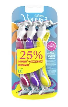 Gillette Venus 3 Multicolor dámská jednorázová holítka 6ks Výhodná Nabídka