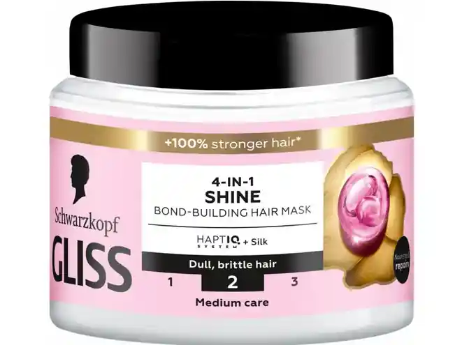 Originální Gliss Kur Shine maska na vlasy 400 ml XXL 4in1