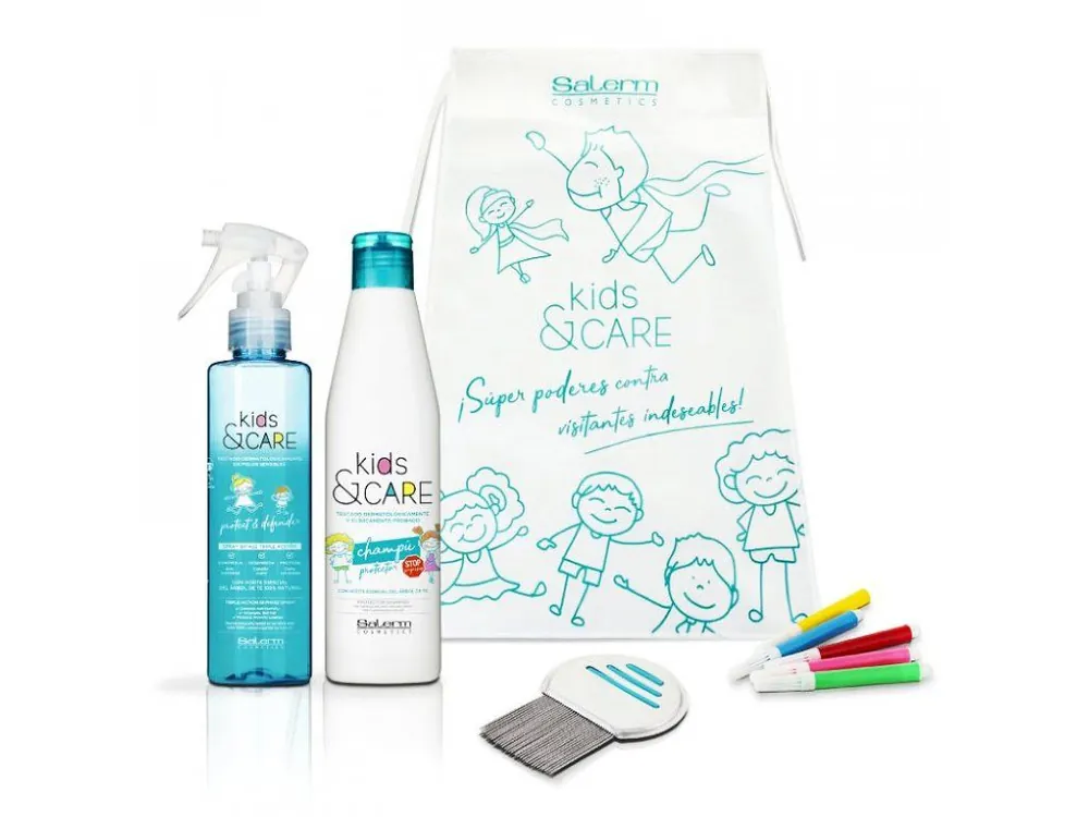 Objednat Nyní Salerm Kids&Care šampón 250 ml + bifáze na vlasy 190 ml + všiváček dárková sada