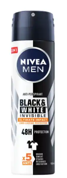 Nivea Men Invisible Ultimate Impact for Black&White antiperspirant 150ml Dokud Zásoby Vydrží