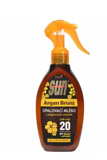 Vivaco Sun Arganové opalovací mléko pro rychlé zhnědnutí SPF20 rozprašovač 200ml Sezónní Sleva