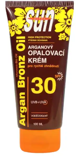 Tovární Cena Vivaco Sun Arganový voděodolný opalovací krém pro rychlé zhnědnutí SPF30 100ml
