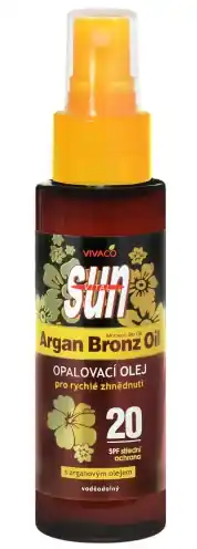 Vivaco Sun Arganový voděodolný opalovací olej pro rychlé zhnědnutí rozprašovač SPF20 100ml Značkový