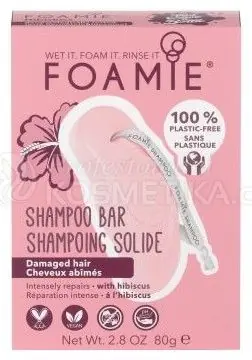 Foamie Shampoo Bar Hibiskiss - Tuhý šampon pro poškozené vlasy 80 g Přímo Od Výrobce