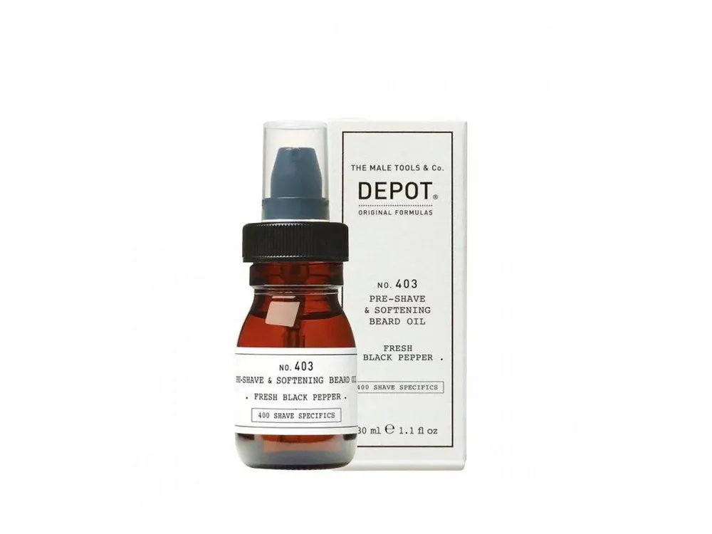 DEPOT NO. 403 PRE-SHAVE&SOFT. BEARD OIL FRESH BLACK PEPPER 30ML Akční Nabídka