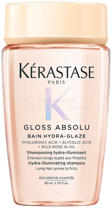 Sleva Kérastase Gloss Absolu Bain Hydra-glaze Travel Size - Hydratační a rozjasňující šampon pro vlasy se sklonem ke krepatění 80 ml Cestovní balení