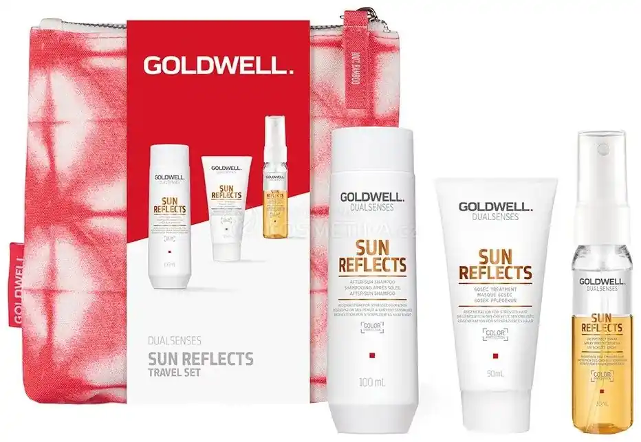 Sleva Goldwell Dualsenses Sun Reflects Travel Set - Sluneční šampon 100 ml + maska 50 ml + sluneční sprej 30 ml Dárková sada