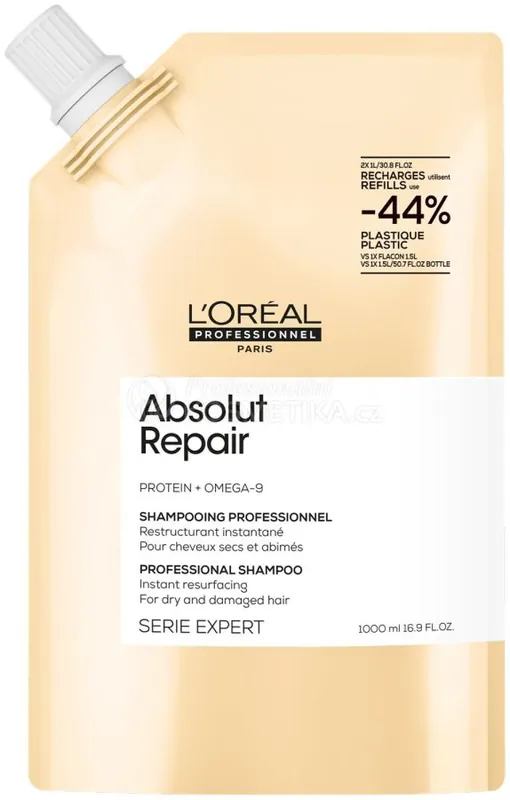 Doprava Zdarma L´oréal Professionnel Serie Expert Absolut Repair Shampoo - Regenerační šampon pro poškozené vlasy 1000 ml Náhradní náplň