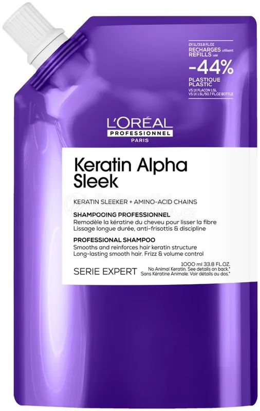 L´oréal Professionnel Keratin Alpha Sleek Shampoo - Uhlazující šampon 1000 ml Náhradní náplň Vysoce Kvalitní