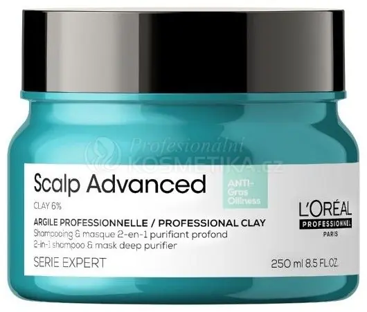 L´oréal Professionnel Scalp Advaced 2in1 Clay - Hloubkově pročišťující šampon a maska 2v1 pro mastnou pokožku hlavy 250 ml Koupit Online