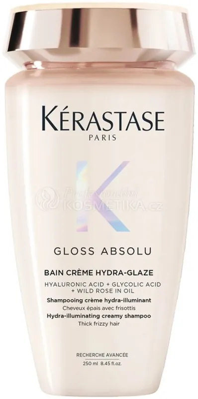 Kérastase Gloss Absolu Créme Hydra-glaze Bain - Hydratační a rozjasňující krémový šampon pro pevné krepaté vlasy 250 ml Objednat Nyní