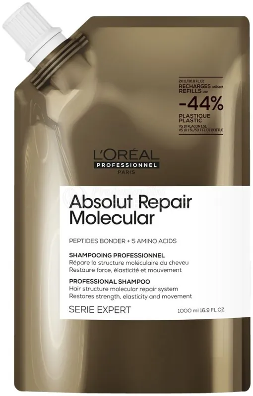 L´oréal Professionnel Absolut Repair Molecular Shampoo - Šampon na poškozené vlasy 1000 ml Náhradní náplň Super Cena