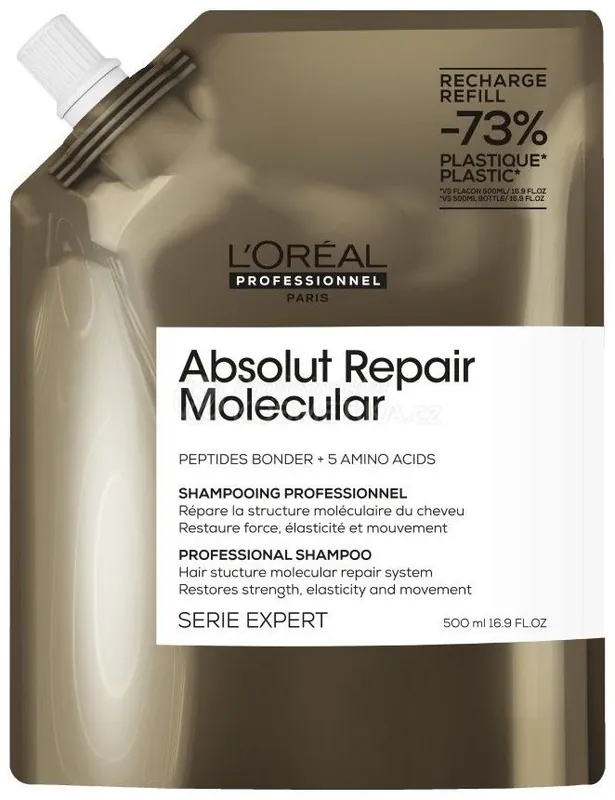 L´oréal Professionnel Serie Expert Absolut repair Molecular Shampoo - Šampon pro poškozené vlasy 500 ml Náhradní náplň Akční Nabídka