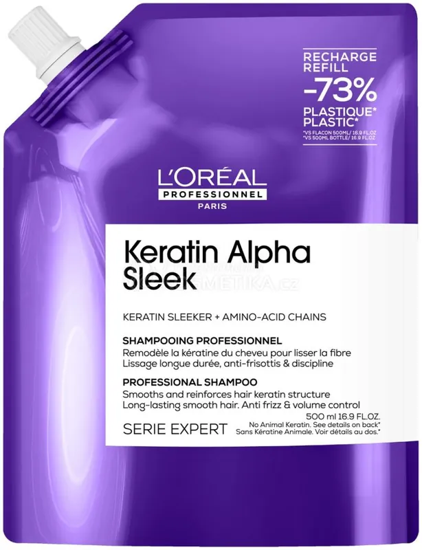 L´oréal Professionnel Keratin Alpha Sleek - Uhlazující šampon 500 ml Náhradní náplň Speciální Cena