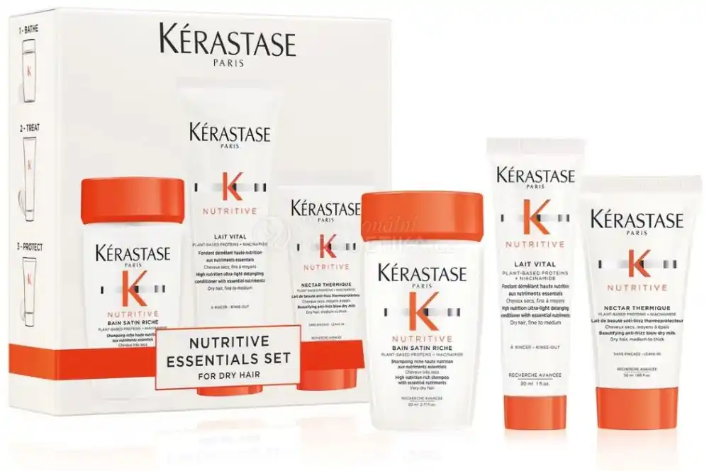 Kérastase Nutritive Travel Set - Hydratační šampon 80 ml + Hydratační kondicionér 75 ml + vyživující péče 50 ml Dárková sada Výprodej