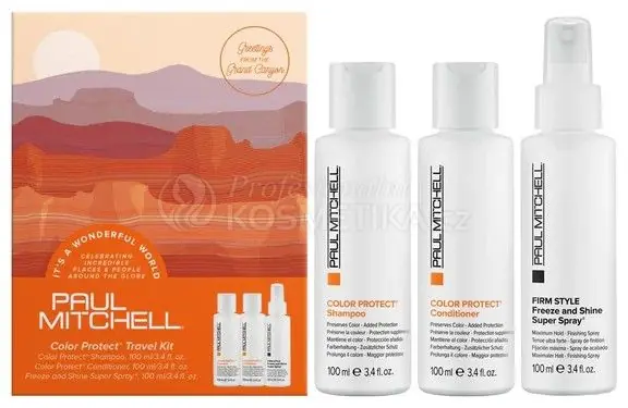 Paul Mitchell Color Protect Travel Kit - Šampon 100 ml + kondicionér 100 ml + sprej na vlasy 100 ml Dárková sada Hit Sezóny