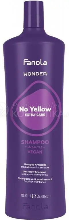 Zlevněný Fanola Wonder No Yellow Extra Care Shampoo - Šampon na šedivé a odbarvené vlasy 1000 ml