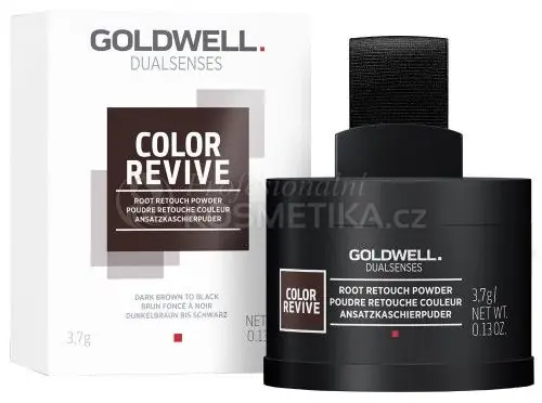 Goldwell Color Revive Root Retouch Powder Dark Brown to Black - Pudr pro zakrytí odrostů a šedin Tmavě hnědá až černá 3,7g Nejlepší Cena