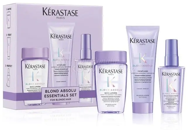 Kérastase Blond Absolu Travel Set - Šampon Lumiére 80 ml + sérum 45 ml + péče 75 ml Dárková sada Dokud Zásoby Vydrží