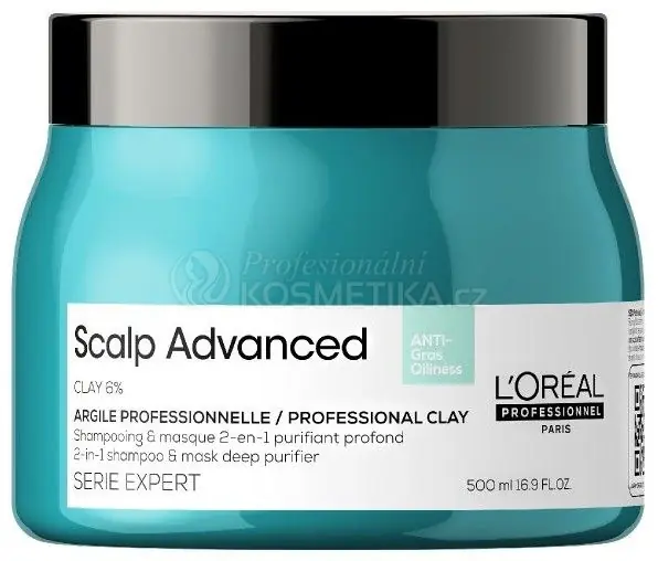 Nejlepší Volba L´oréal Professionnel Scalp Advaced 2in1 Clay - Hloubkově pročišťující šampon a maska 2v1 500 ml
