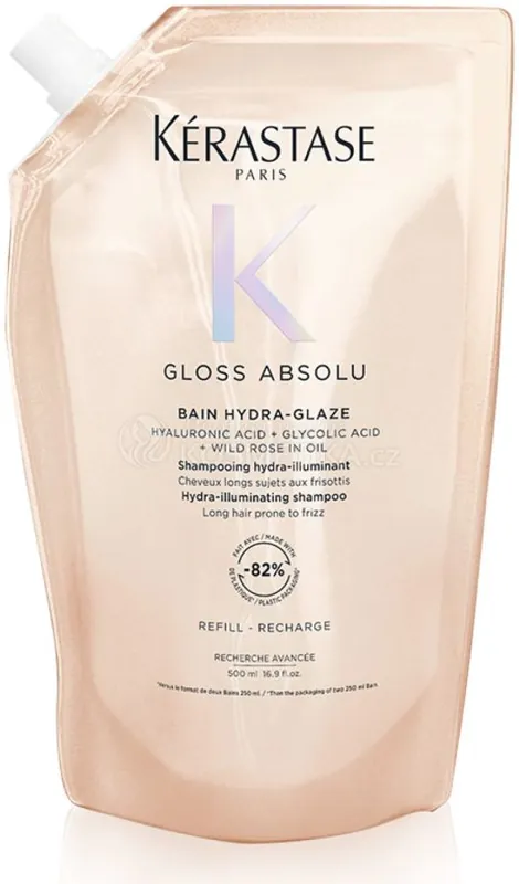 Novinka Kérastase Gloss Absolu Bain Hydra-glaze - šampon pro vlasy se sklonem ke krepatění 500 ml Náhradní náplň