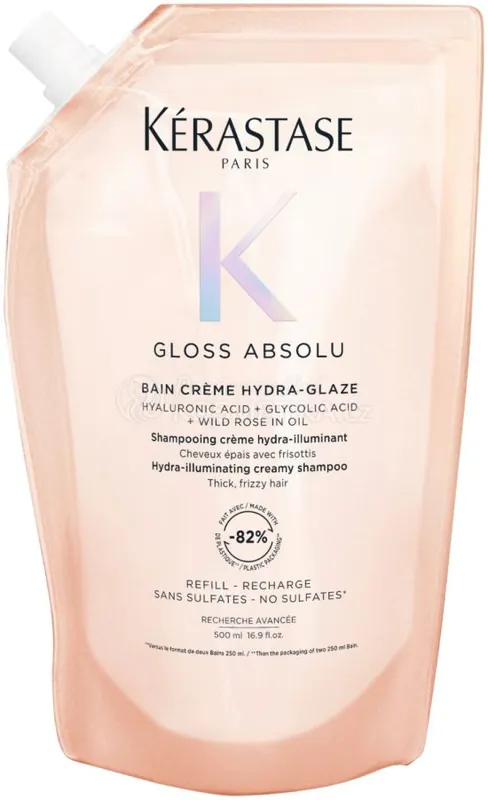 Kérastase Gloss Absolu Bain Créme Hydra-glaze Refill - Hydratačně-rozjasňující krémová šamponová lázeň 500 ml Náhradní náplň Finální Výprodej
