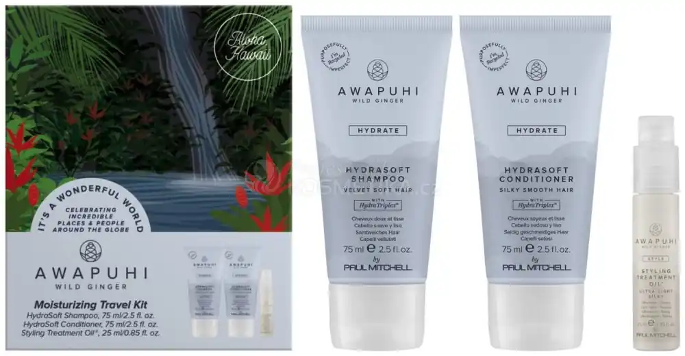 Paul Mitchell Awapuhi Wild Ginger Moisturizing Travel Kit - Šampon 75 ml + kondicionér 75 ml + olej na vlasy 25 ml Dárková sada Pouze Dnes
