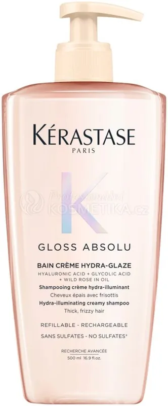 Ihned K Objednání Kérastase Gloss Absolu Bain Créme Hydra-glaze - Hydratačně-rozjasňující krémová šamponová lázeň určená pro pevné krepaté vlasy 500 ml