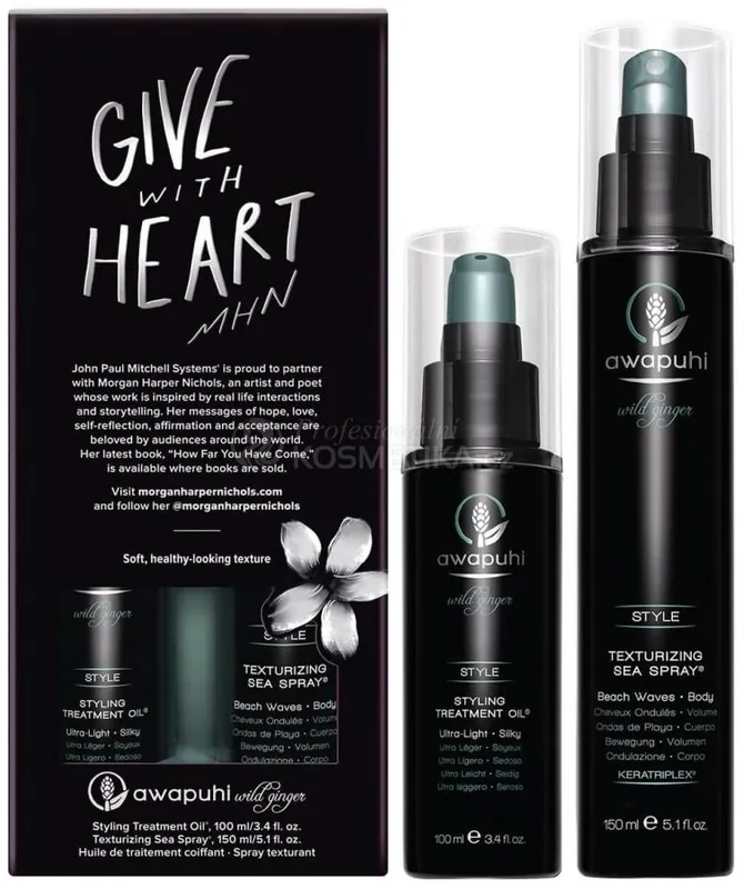 Ověřený Paul Mitchell Awapuhi Wild Ginger Natural Texture Duo Vánoční Sada - Olej 100 ml + sprej na vlny 150 ml Dárková sada